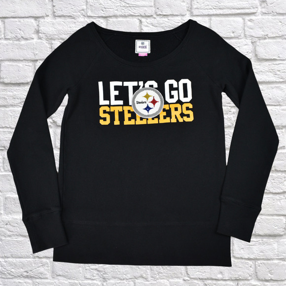 PINK Victoria's Secret Tops - NFL Let's Go Pittsburgh Steelers black sequin sweatshirt by VS Pink sz medium